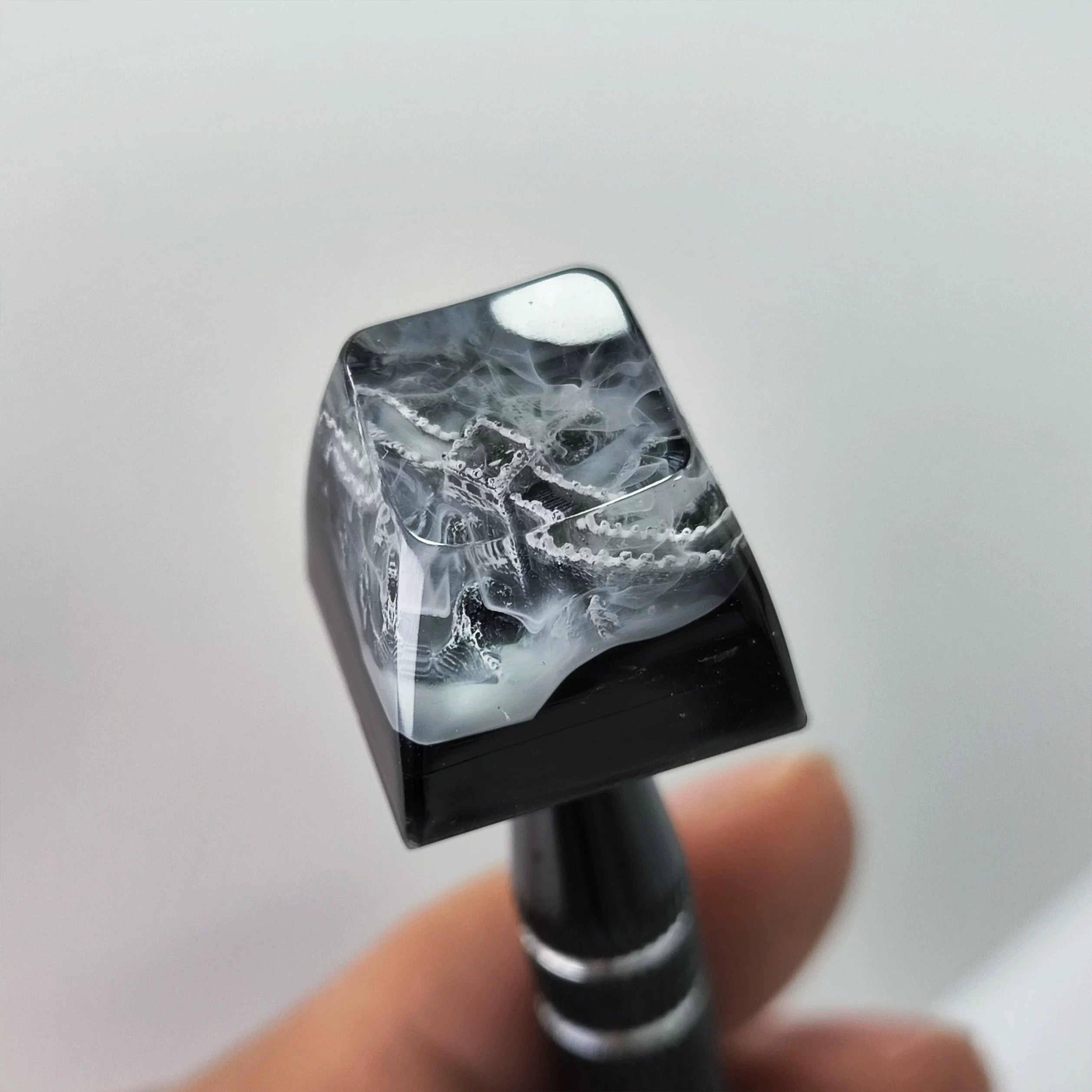 Ink wash style, crystal resin personalized keycaps, classical style resin handmade decorative keycaps