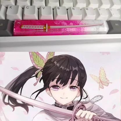 Demon Slayer: Kimetsu No Yaiba, Crystal resin samurai sword, 6.25U space bar personalized keycap, anime and game culture creative custom decorative keycap
