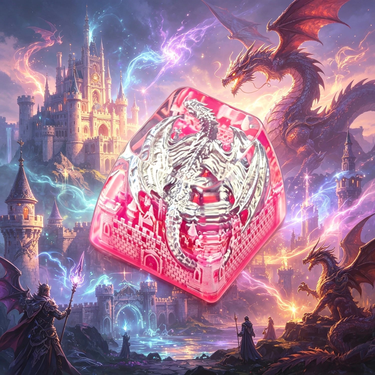 Game of Thrones, Dragon Castle Theme Design, 1 U crystal resin molding, mythological creative custom resin craftsman handmade decorative keycaps