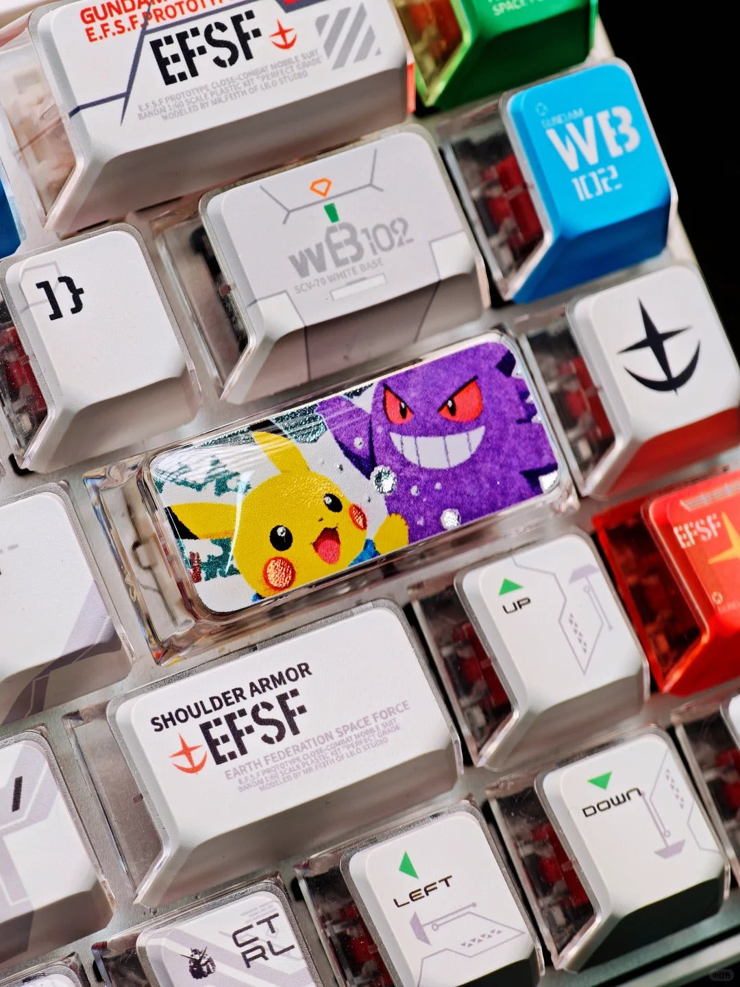 Gengar/Pikachu theme, 2.25 U Enter key, PC crystal resin material personalized keycap, anime creative peripheral product resin decorative keycap