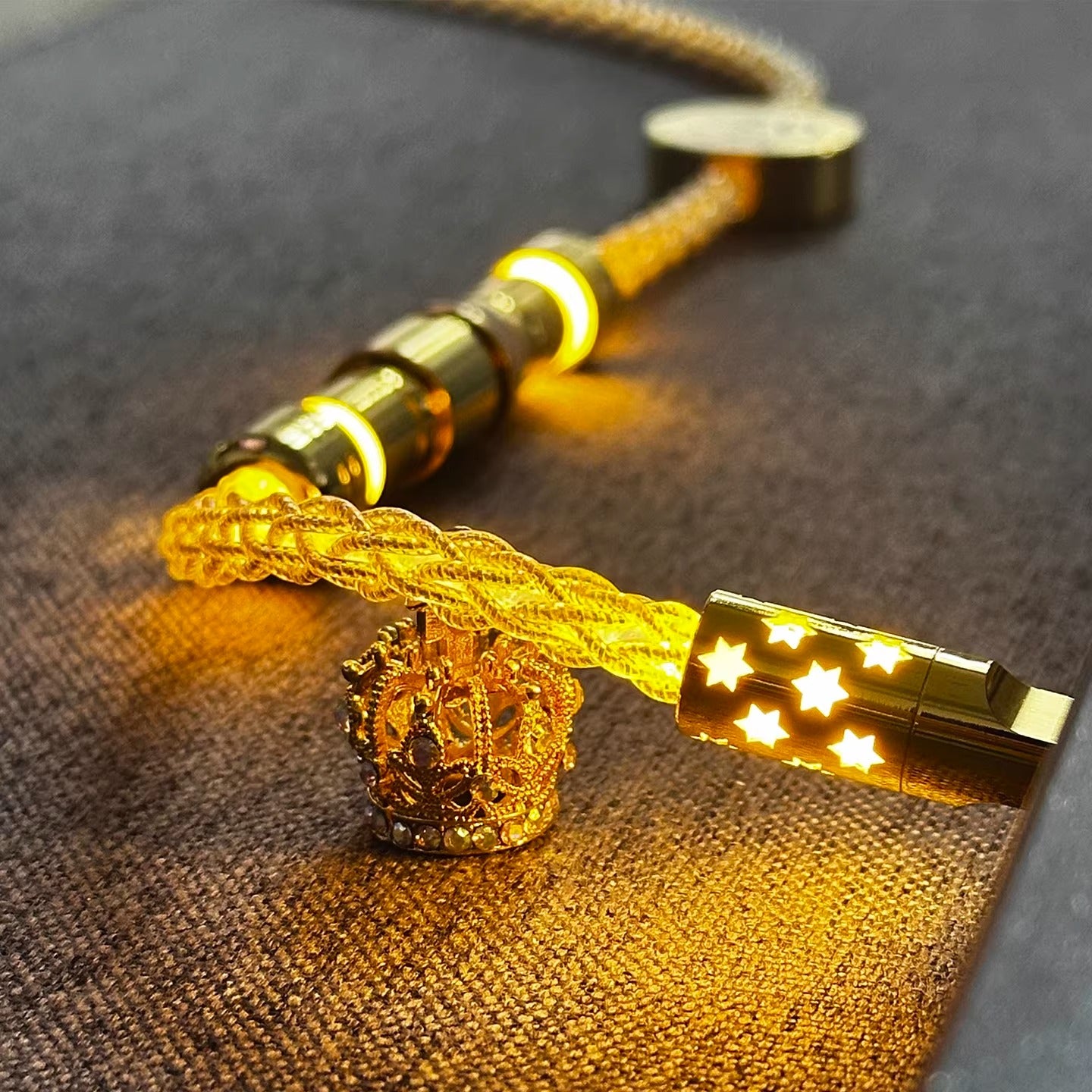 Single crystal copper overall luminous gold/warm light aviation plug customized mechanical keyboard manual data cable