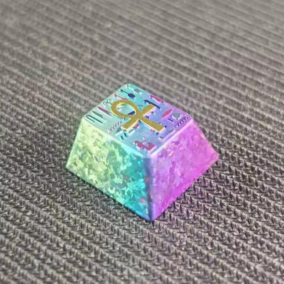 The symbol of life in ancient Egypt, Ankh/crux ansata， Titanium alloy personalized keycaps, titanium alloy rune decorative keycaps, mechanical keyboard metal keycaps