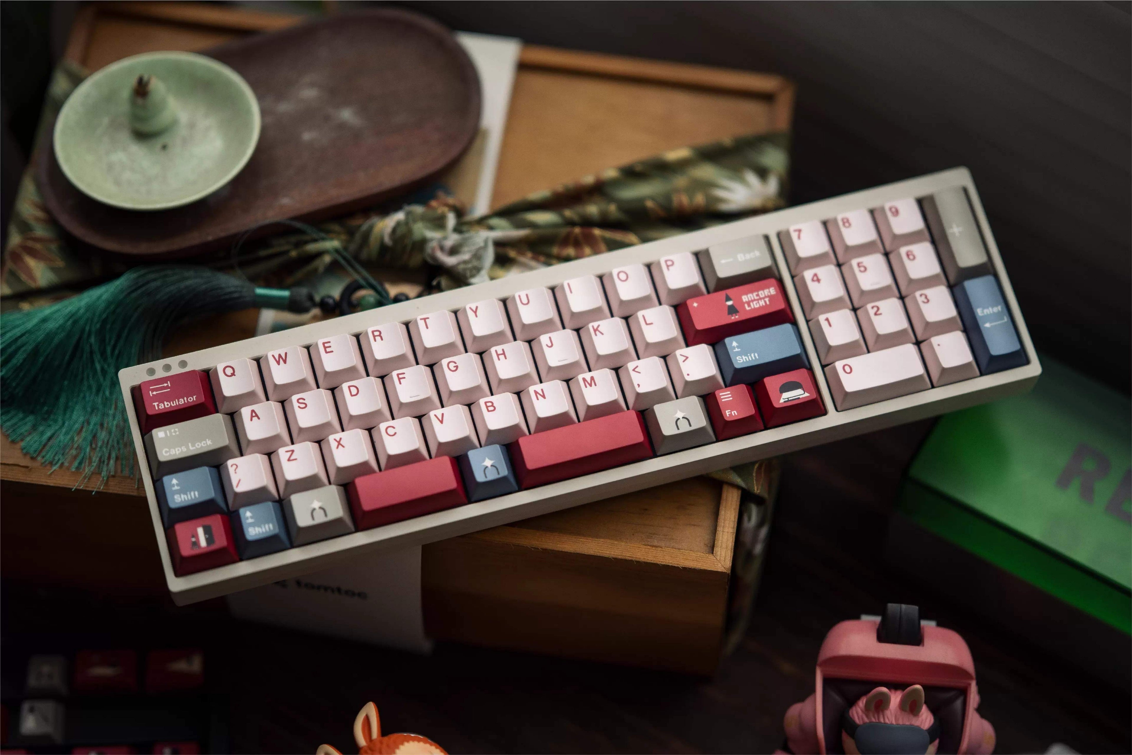 Monument Valley, ANCORE LIGHT themed personalized keycap set, soft gloss metallic pink factory high sublimation process keycaps, fully supplemented