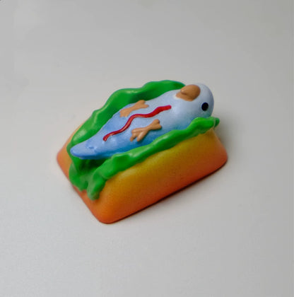 Agapornis， Hot dog parrot shaped, resin coated personalized keycaps, mechanical keyboard cartoon decorative keycaps