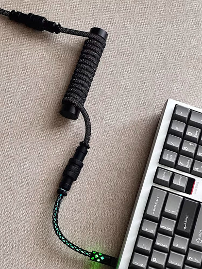 Baby Short 10cm Spiral Glowing Aviation Plug Sparkling Powder Sparkling Crystal Cable Three Section Two Section Dual Use Customized Keyboard Data Cable