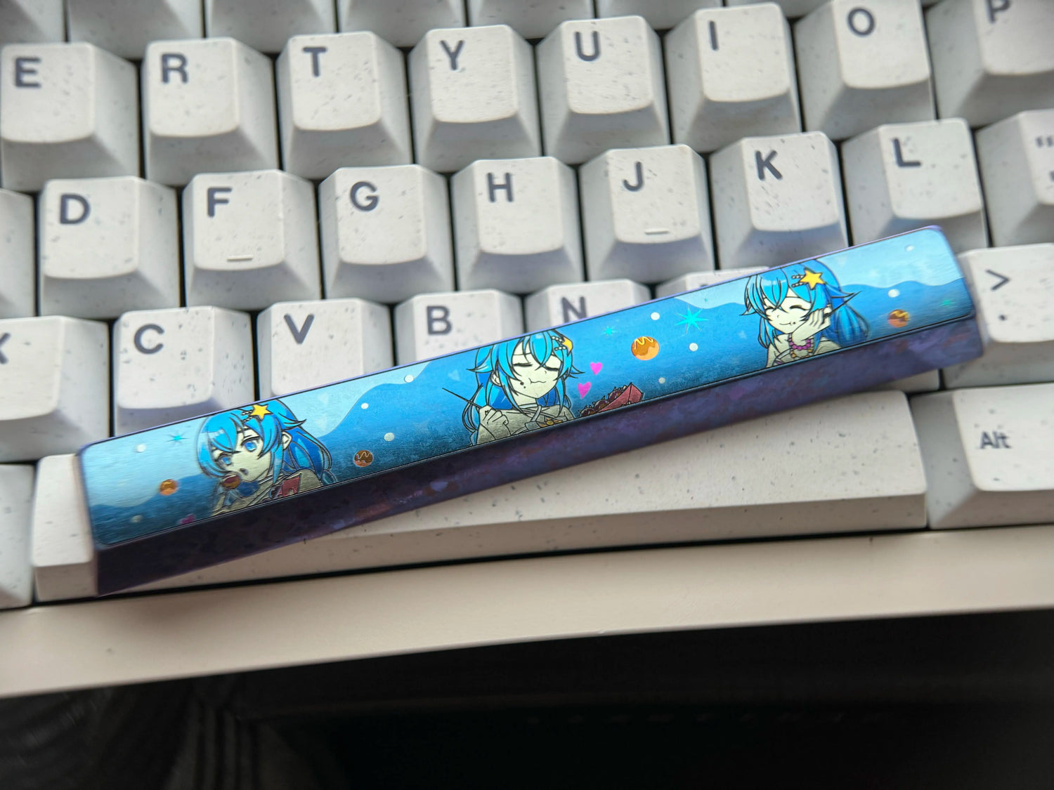 Titanium alloy anime theme space collection, 6.25U titanium alloy space keycaps, personalized decorative keycaps, mechanical keyboard replacement metal keycaps