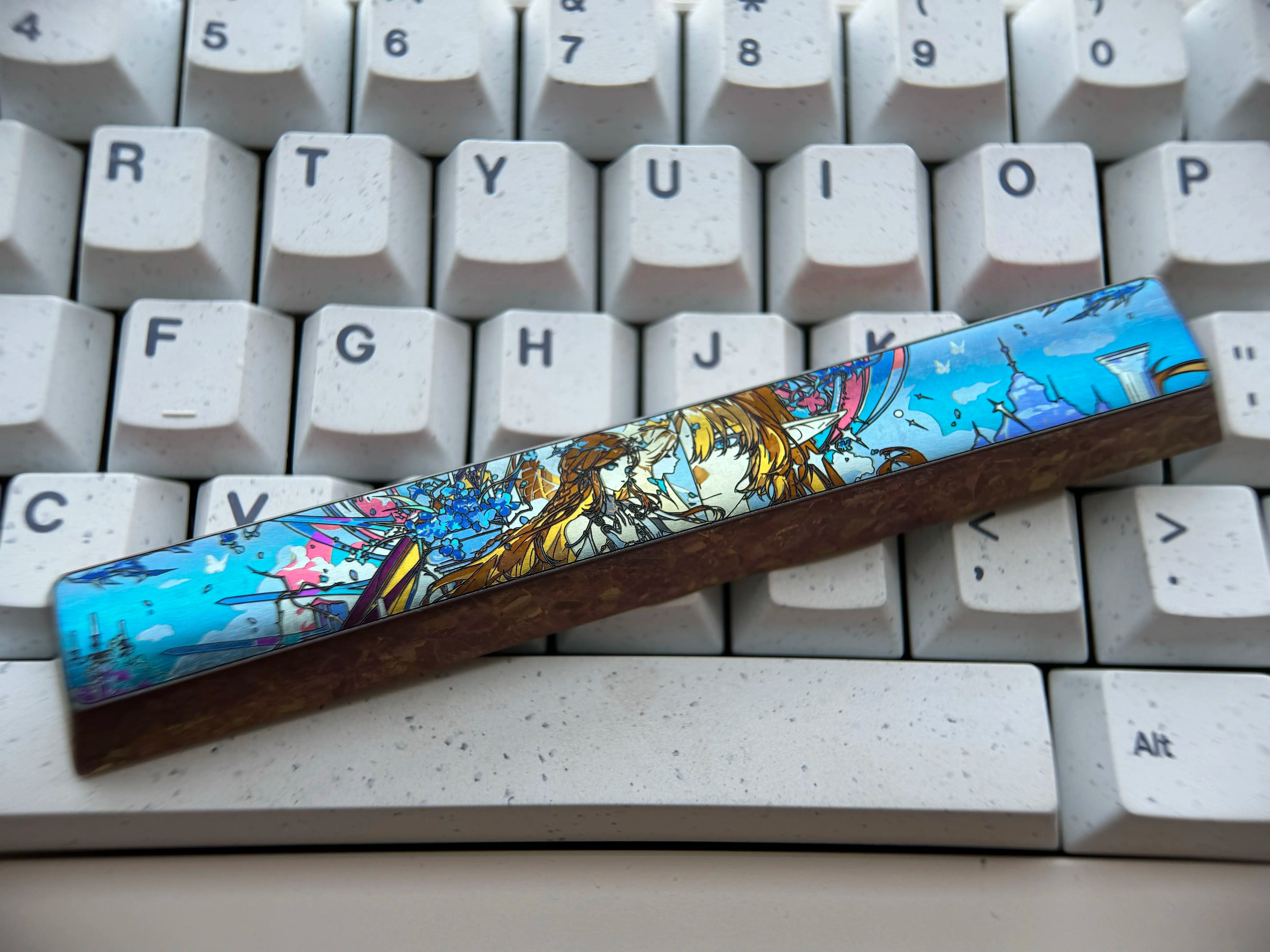 Titanium alloy anime theme space collection, 6.25U titanium alloy space keycaps, personalized decorative keycaps, mechanical keyboard replacement metal keycaps