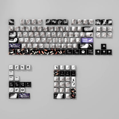 Feather Falling Stars, Metallic Paint Effect PBT Material keycaps set, Compatible with 61/64/68/75/84/87/104 Key Mechanical Keyboard Keycap Set