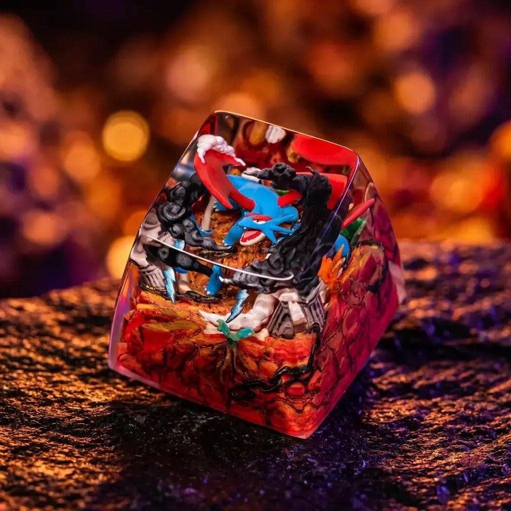Salamence Crystal Resin Keycaps Original Design Personalized Keycaps, Anime Game Culture Creative Keycaps Mechanical Keyboard Cartoon Decorative Keycaps