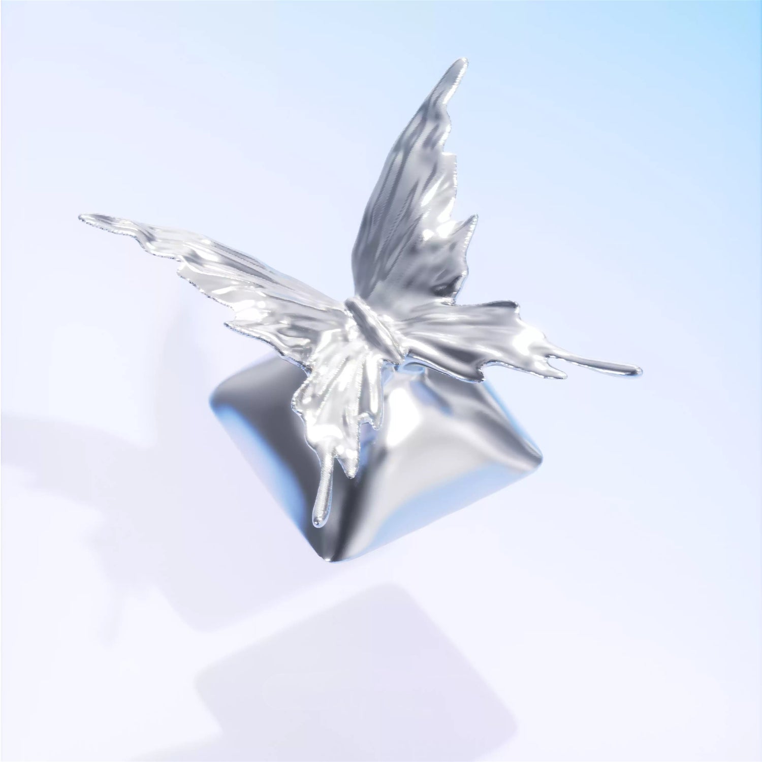 Metal butterfly, liquid metal butterfly shaped 1U personalized keycap, mechanical keyboard metal minimalist design decorative art keycap