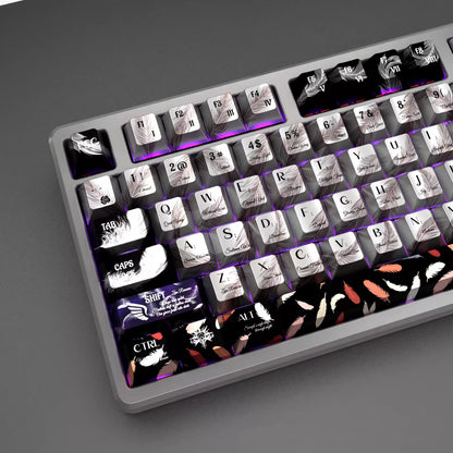 Feather Falling Stars, Metallic Paint Effect PBT Material keycaps set, Compatible with 61/64/68/75/84/87/104 Key Mechanical Keyboard Keycap Set