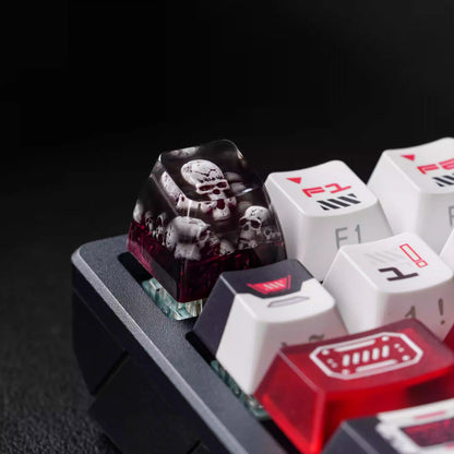 Dark Gothic style, skull crystal resin personalized keycaps, dark 1U resin decorative keycaps