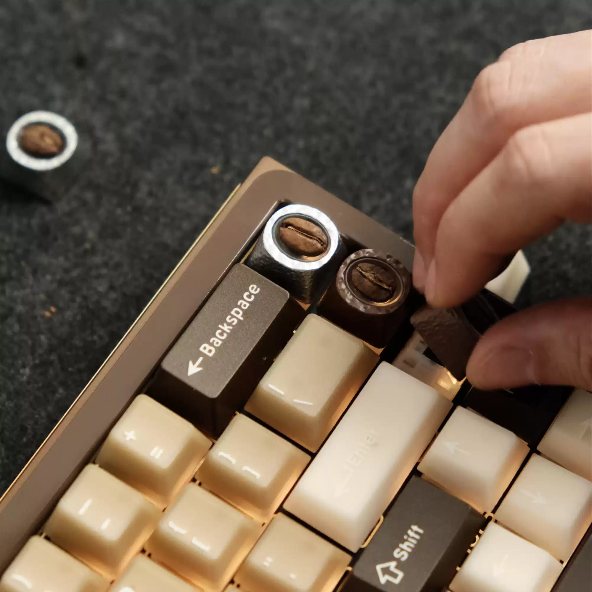 Resin coffee beans, coated with transparent resin coffee beans, creative and personalized keycaps, mechanical keyboard decorative art keycaps