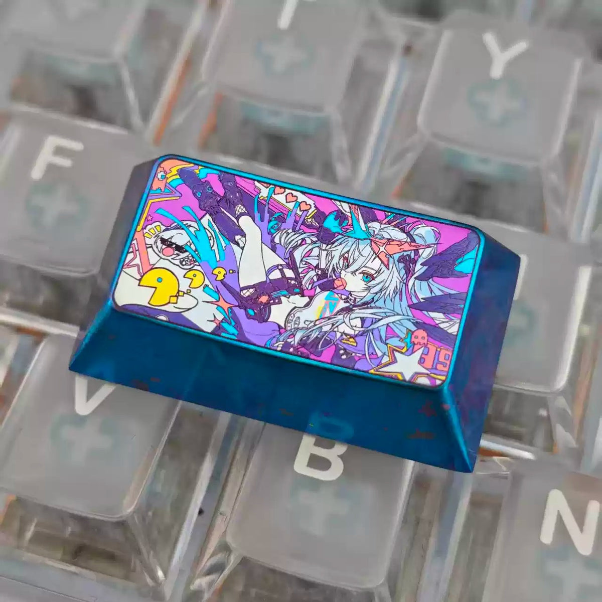 Honkai：Star Rail，Silver Wolf 1.75 U titanium alloy personalized keycaps, mechanical keyboard decorative keycaps, anime and game cultural creative keycaps