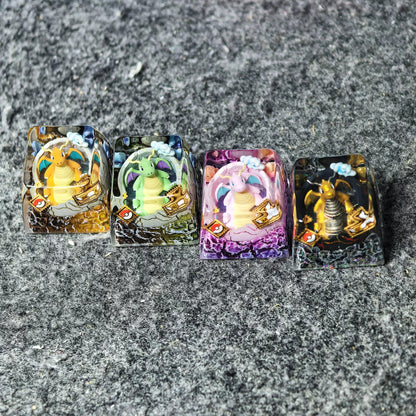 Pok é  mon, Dragonite theme coating and sealing design, Crystal Resin Personalized Keycaps, Anime Game Culture Creative Resin Keycaps, Mechanical Keyboard Art Decorative Keycaps
