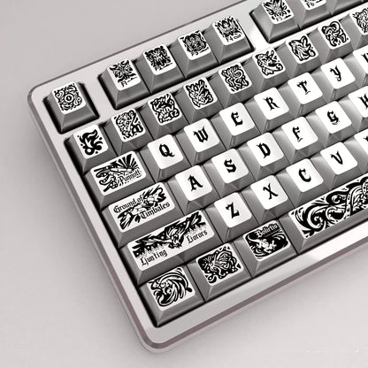Ancient God, Cthulhu themed design, metallic paint texture, PBT material personalized keycap set, creative decorative keycap set, compatible with 61/64/68/75/84/87/104 mechanical keyboard replacement keycap