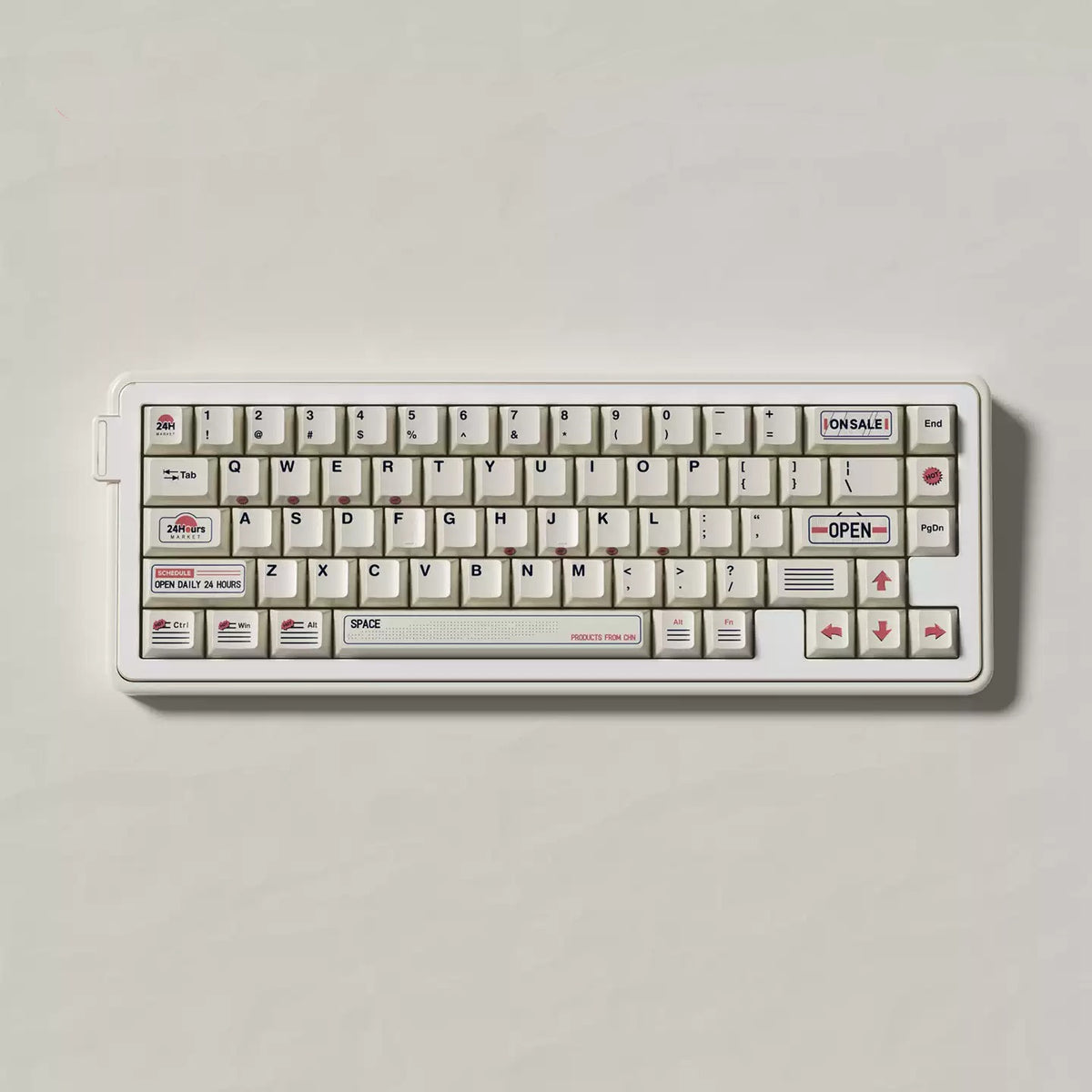 Convenience store themed design, PBT material personalized keycap set, mechanical keyboard replacement decorative keycaps, compatible with 61/64/68/75/84/87/104 key mechanical keyboard
