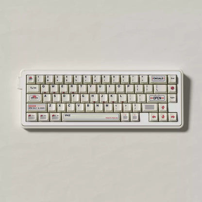 Convenience store themed design, PBT material personalized keycap set, mechanical keyboard replacement decorative keycaps, compatible with 61/64/68/75/84/87/104 key mechanical keyboard
