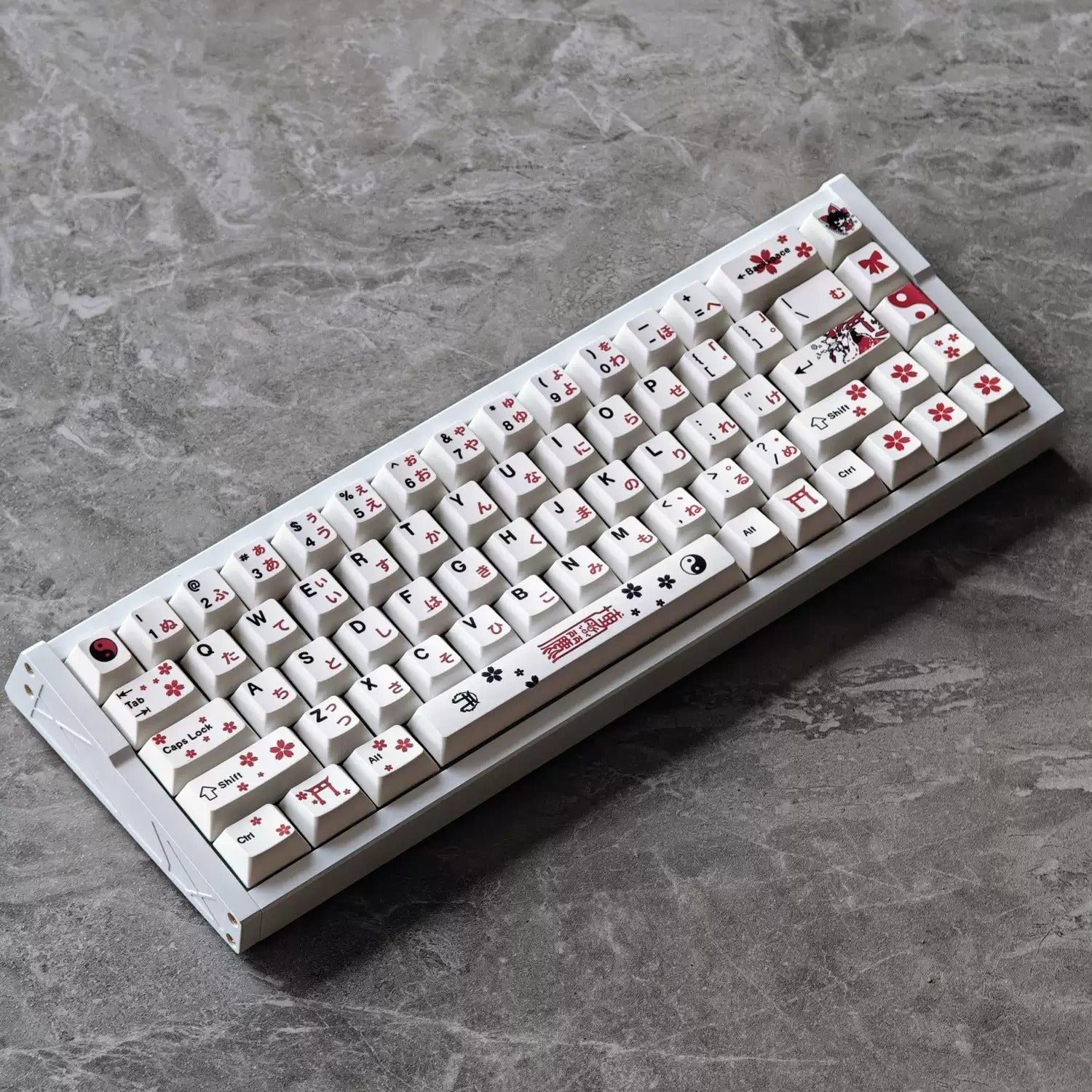 Touhou Project, Hakurei Reimu Theme Design Set Anime Game Personalized Keycaps Original Factory Height PBT Compatible 60 63 64 65 68 75 87