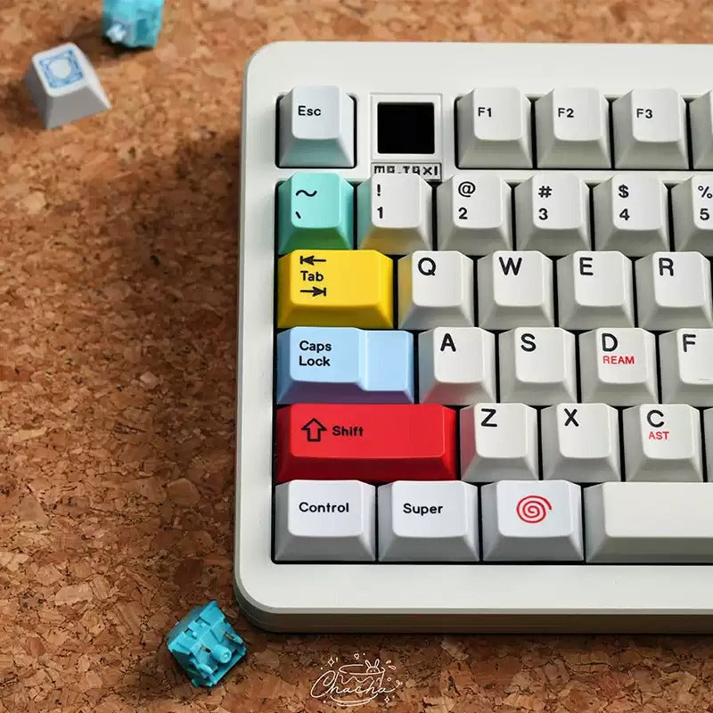 Dreamcast 2.0  PBT thermal sublimation complete set factory height， Mechanical keyboard decoration replaces keycaps, Compatible with 61/64/68/75/84/87/104 Key Mechanical Keyboard Keycap Set