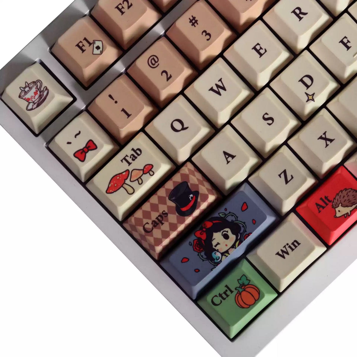 Kind end hausm ä rchen theme, PBT material, sublimation, fairy tale Anime games Personalized keycap set, original factory height mechanical keyboard decorative keycap set，anime keycap set suitable for 61/64/68/75/84/87/104 Key Mechanical Keyboard