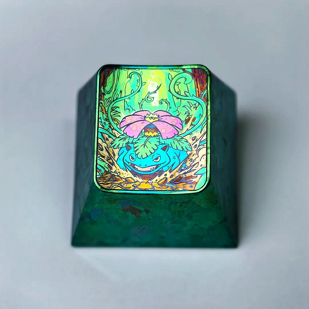 Pok é mon series, Bulbasaur evolution, Ivysaur, Venusaur, 1U titanium alloy personalized keycaps, anime and game culture creative decorative keycaps