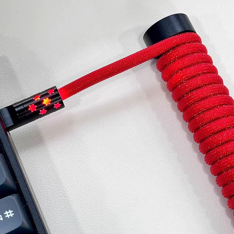 Handcrafted custom keyboard aviation plug data cable typec luminous star cable 8k return custom keyboard data cable