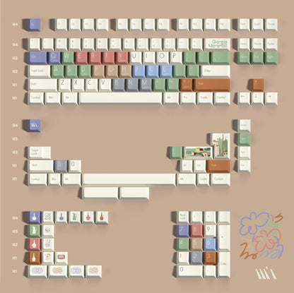 Morandi color scheme, PBT material Mechanical Keyboard Replacement Keycap Set, Compatible with 61/64/68/75/84/87/104 Key Mechanical Keyboard Keycap Set