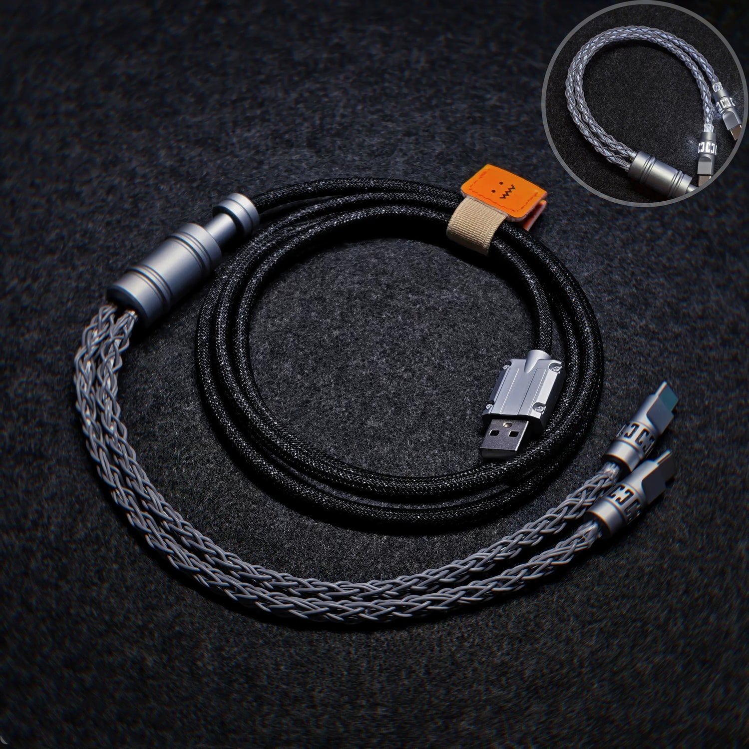 Customized manual data cable for mechanical keyboard, split into two e-sports aviation plug cables, dual 8K luminous data cables, magnetic axis mechanical keyboard
