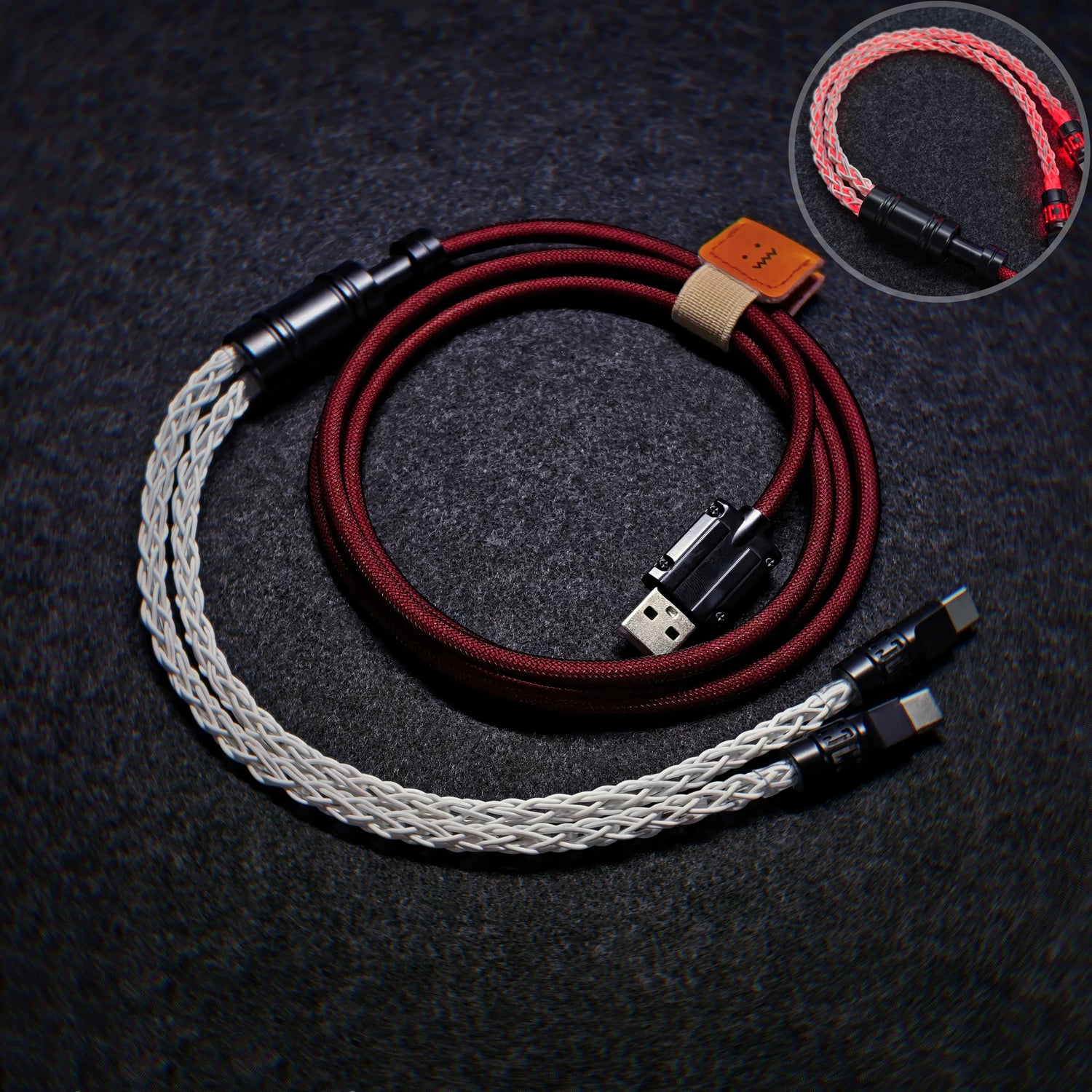 Customized manual data cable for mechanical keyboard, split into two e-sports aviation plug cables, dual 8K luminous data cables, magnetic axis mechanical keyboard