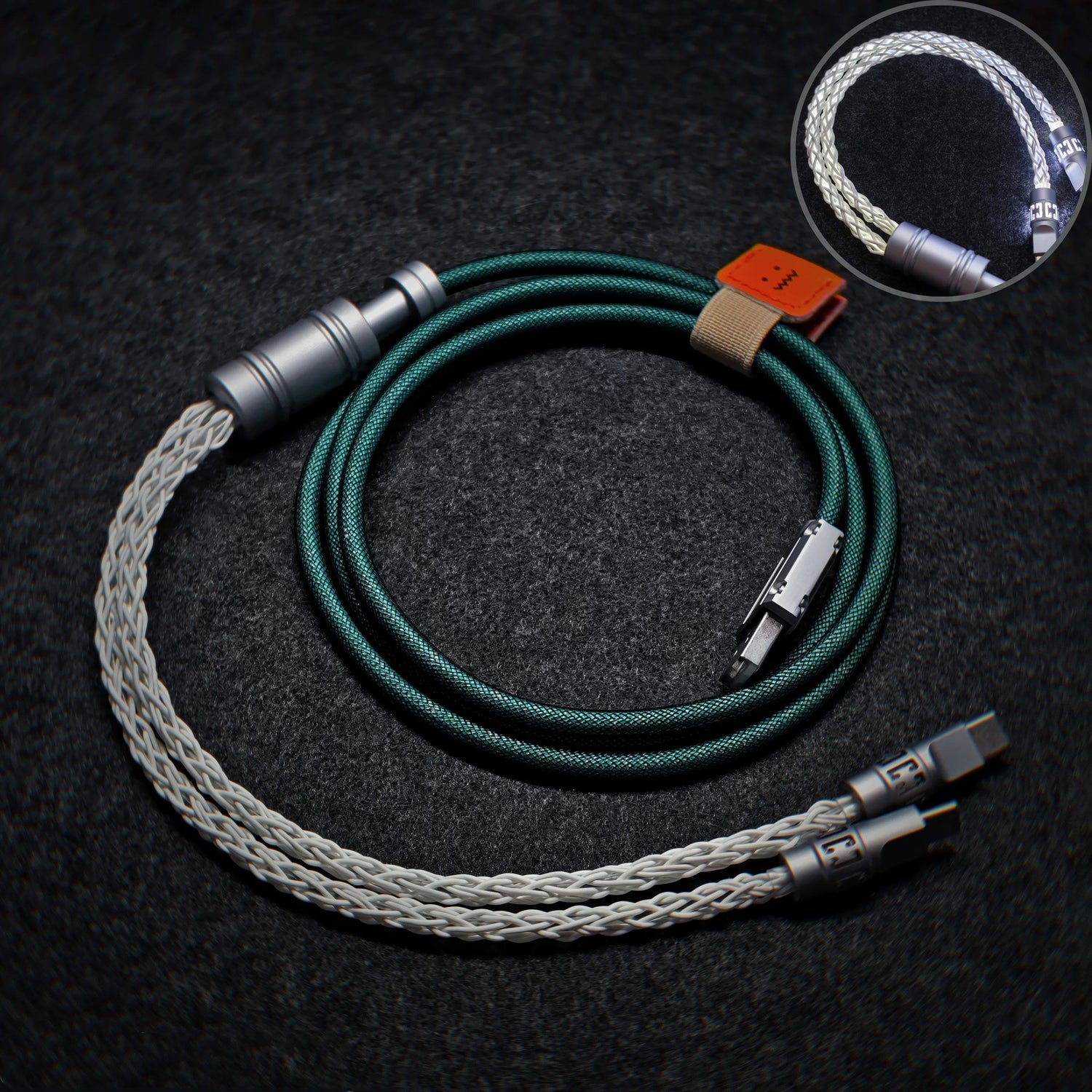Customized manual data cable for mechanical keyboard, split into two e-sports aviation plug cables, dual 8K luminous data cables, magnetic axis mechanical keyboard