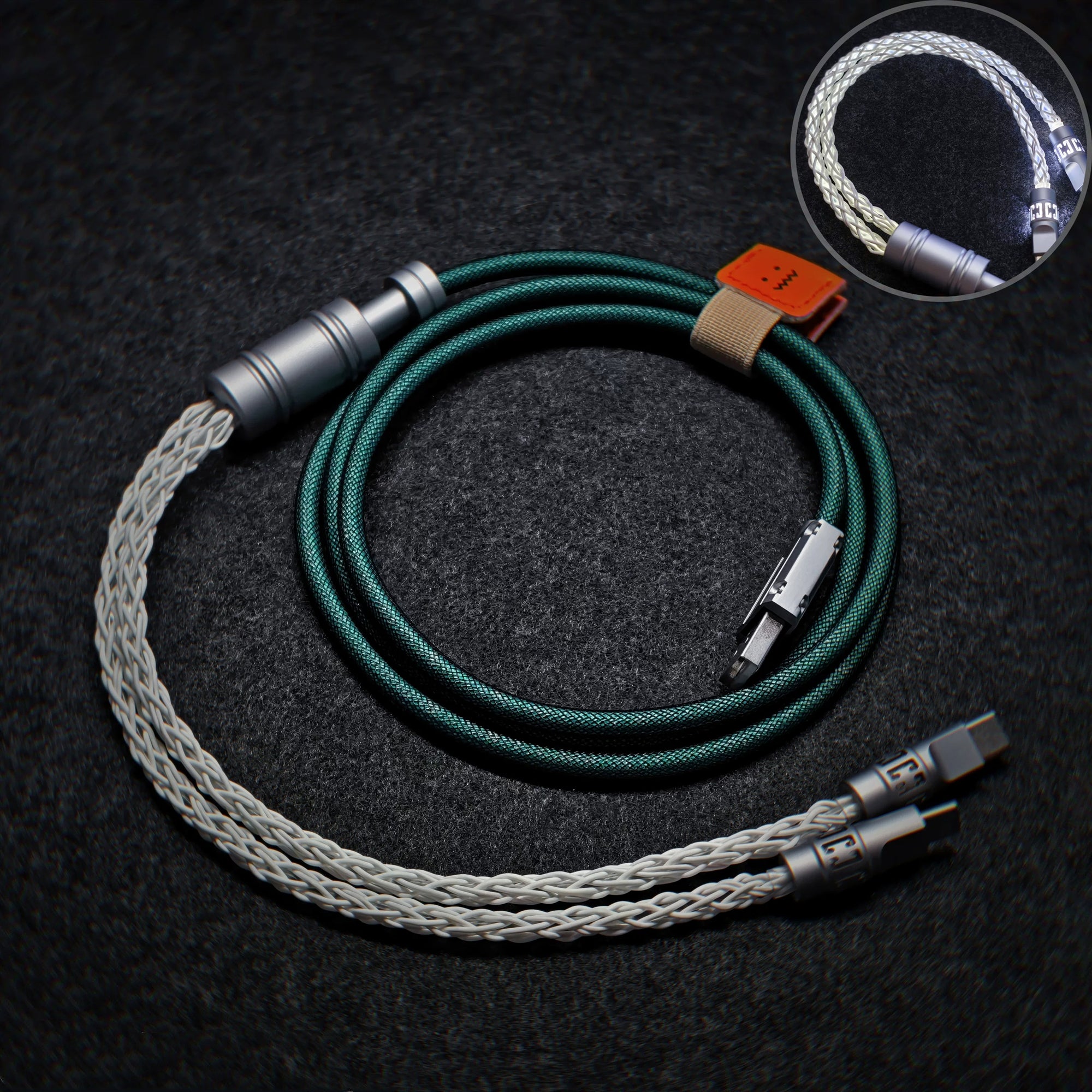 Customized manual data cable for mechanical keyboard, split into two e-sports aviation plug cables, dual 8K luminous data cables, magnetic axis mechanical keyboard