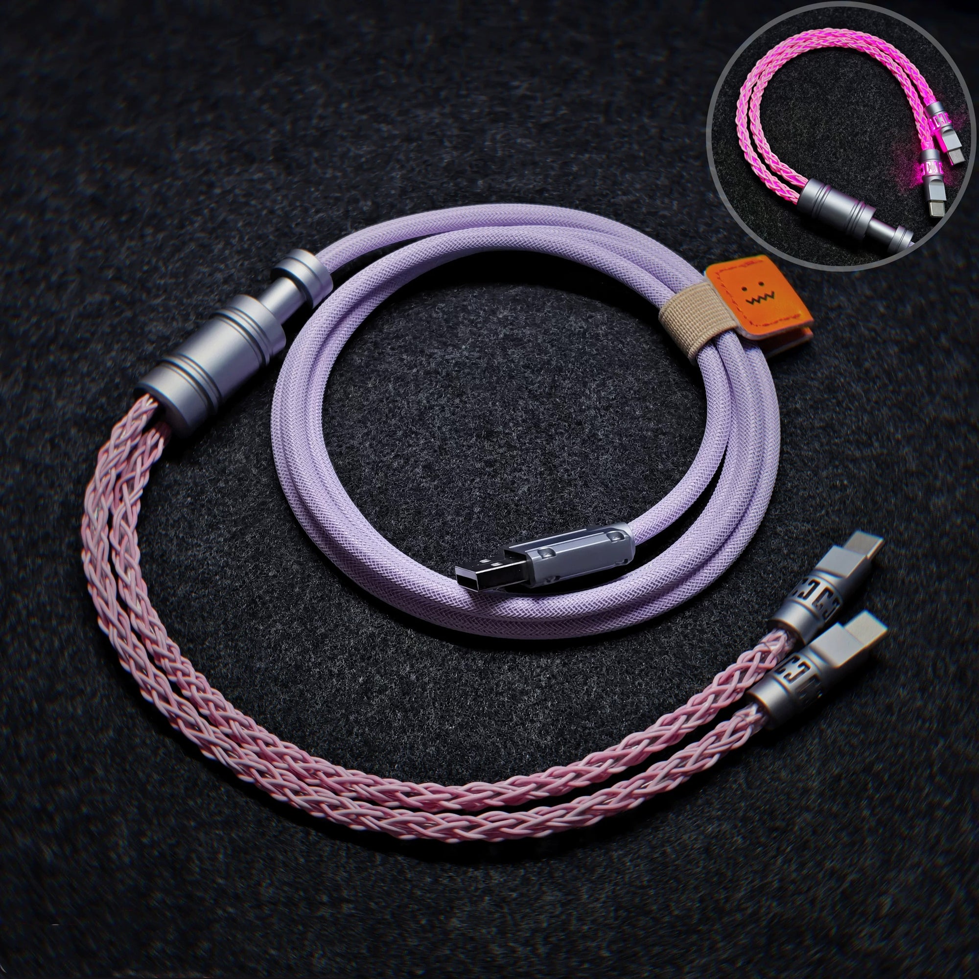 Customized manual data cable for mechanical keyboard, split into two e-sports aviation plug cables, dual 8K luminous data cables, magnetic axis mechanical keyboard