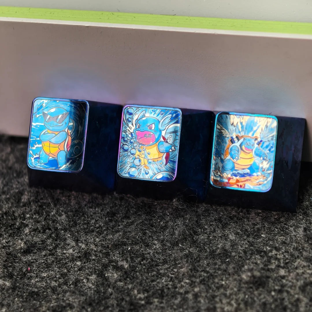 Pok é mon Titanium Alloy Series, Charmander/Bulbasaur/Squirtle， Evolutionary display, 1U titanium alloy personalized keycaps, anime and game culture creative decorative keycaps