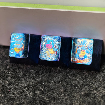 Pok é mon Titanium Alloy Series, Charmander/Bulbasaur/Squirtle， Evolutionary display, 1U titanium alloy personalized keycaps, anime and game culture creative decorative keycaps