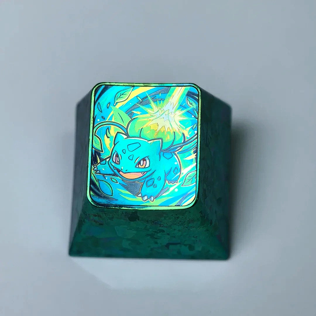 Pok é mon series, Bulbasaur evolution, Ivysaur, Venusaur, 1U titanium alloy personalized keycaps, anime and game culture creative decorative keycaps