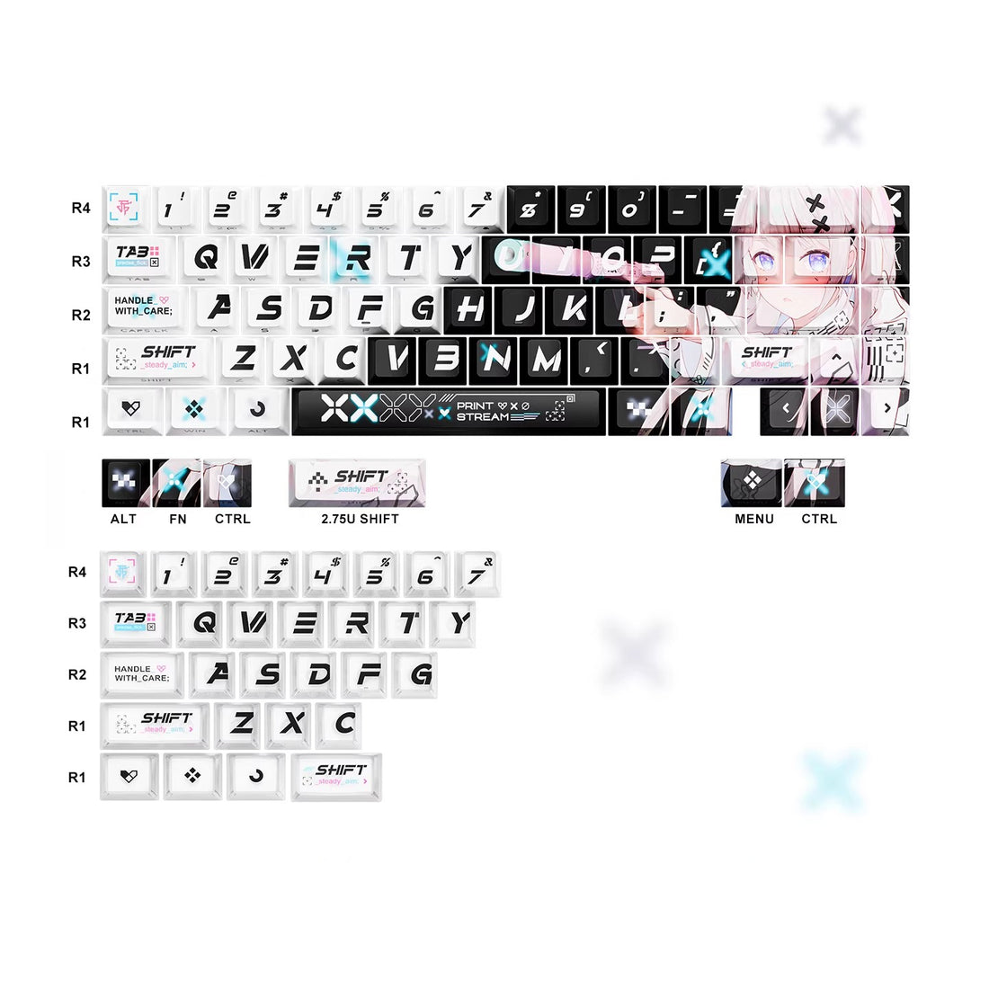 CSGO Printed collection girl, PBT+PC material personalized key cap set, girl anime theme decorative key cap set