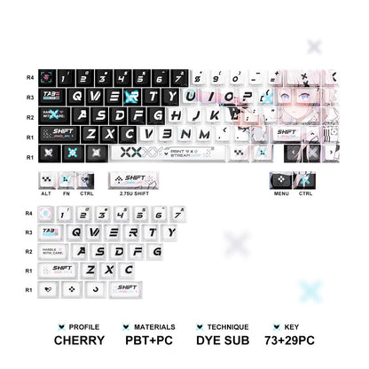 CSGO Printed collection girl, PBT+PC material personalized key cap set, girl anime theme decorative key cap set