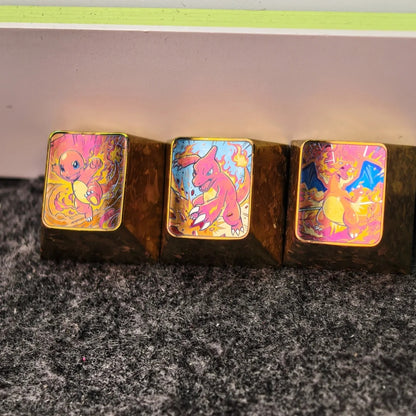 Pok é mon Titanium Alloy Series, Charmander/Bulbasaur/Squirtle， Evolutionary display, 1U titanium alloy personalized keycaps, anime and game culture creative decorative keycaps