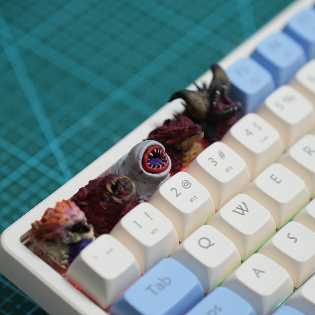 Monster Hunter themed resin personalized keycaps, coated resin mechanical keyboard decorative keycaps