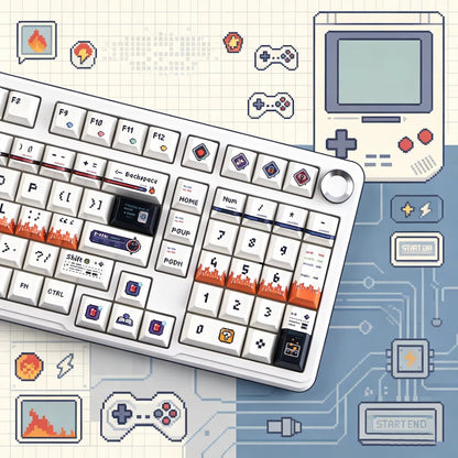 Pixel world keycaps, PBT material personalized keycap set, creative decorative keycap set, compatible with 61/64/68/75/84/87/104 mechanical keyboard replacement keycap