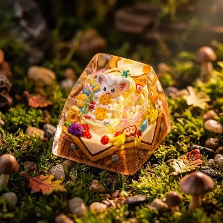 Pok é  mon, Cinccino theme coating and sealing design, Crystal Resin Personalized Keycaps, Anime Game Culture Creative Resin Keycaps, Mechanical Keyboard Art Decorative Keycaps