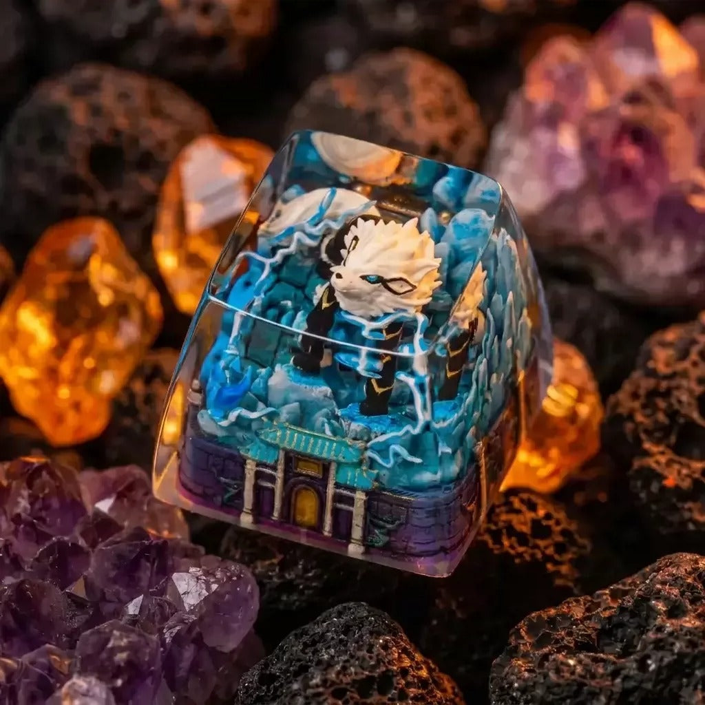 Pok é mon, Arcanine theme coating and sealing design, Crystal Resin Personalized Keycaps, Anime Game Culture Creative Resin Keycaps, Mechanical Keyboard Art Decorative Keycaps