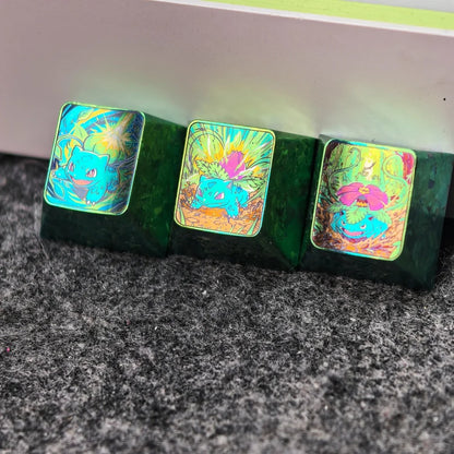 Pok é mon Titanium Alloy Series, Charmander/Bulbasaur/Squirtle， Evolutionary display, 1U titanium alloy personalized keycaps, anime and game culture creative decorative keycaps