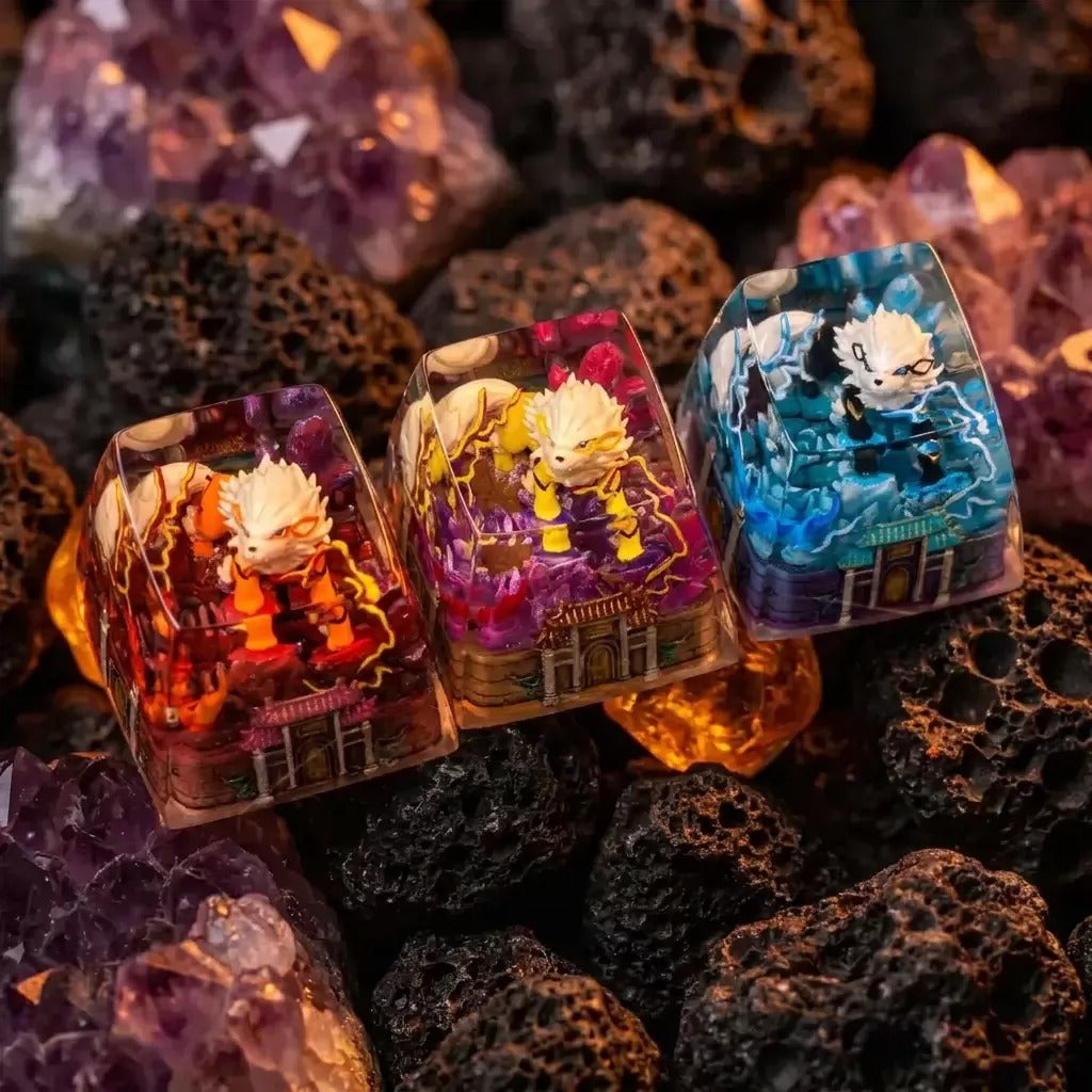 Pok é mon, Arcanine theme coating and sealing design, Crystal Resin Personalized Keycaps, Anime Game Culture Creative Resin Keycaps, Mechanical Keyboard Art Decorative Keycaps