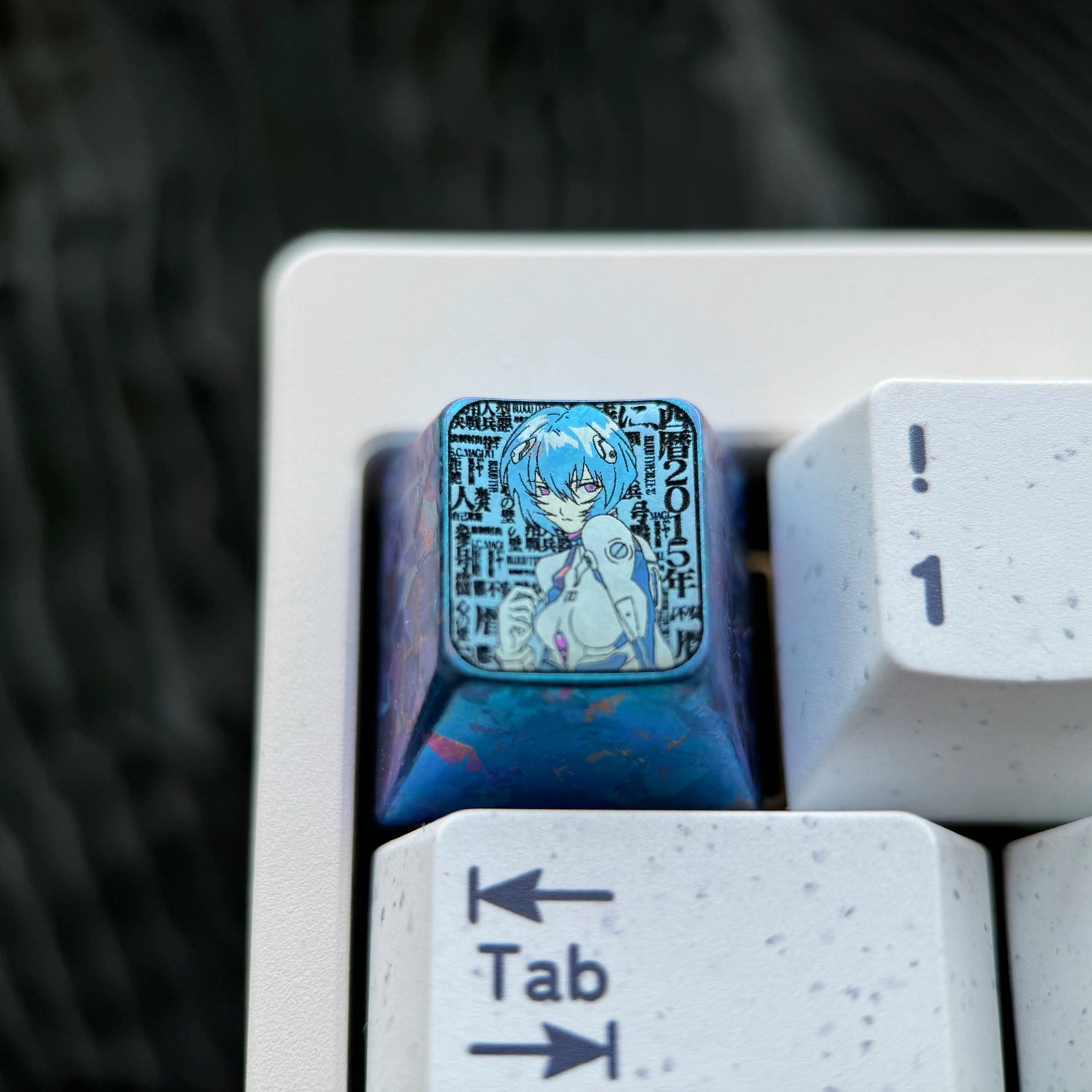EVA, Ayanami Rei, 1U titanium alloy collection, ice crystal base, height optional, anime and game creative titanium alloy personalized keycaps, mechanical keyboard decorative keycaps