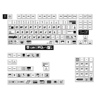 Dangerous 404 Theme Design PBT material personalized keycaps, mechanical keyboard replacement keycap set, minimalist pattern and line creative keycap set, Compatible with 61/64/68/75/84/87/104 Key Mechanical Keyboard Keycap Set