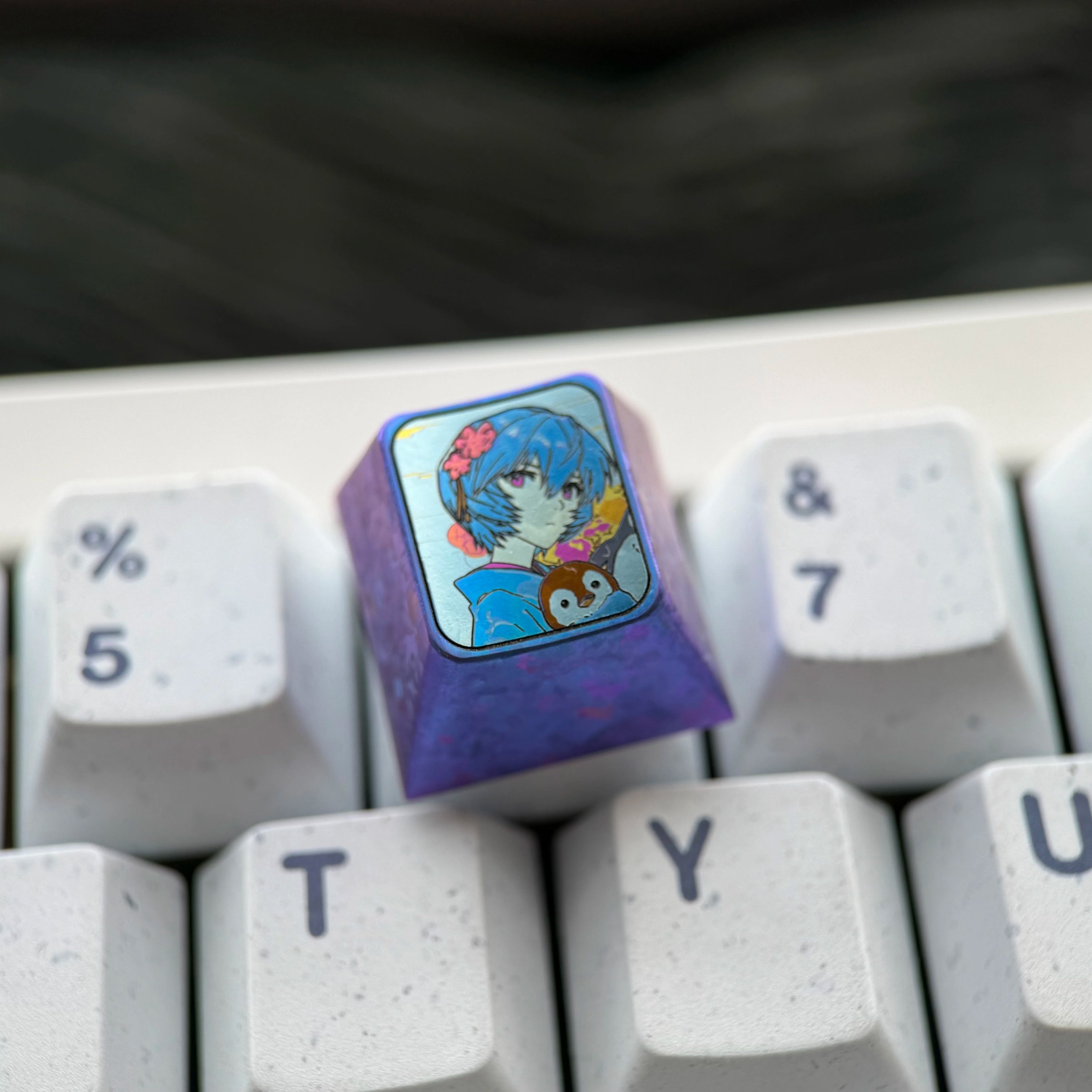 EVA, Ayanami Rei, 1U titanium alloy collection, ice crystal base, height optional, anime and game creative titanium alloy personalized keycaps, mechanical keyboard decorative keycaps