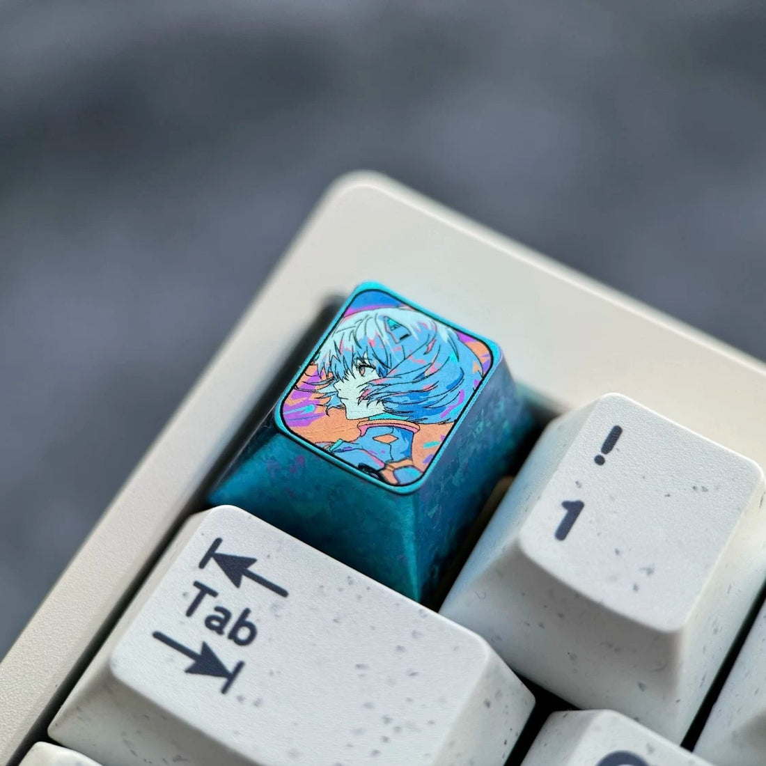 EVA, Ayanami Rei, 1U titanium alloy collection, ice crystal base, height optional, anime and game creative titanium alloy personalized keycaps, mechanical keyboard decorative keycaps