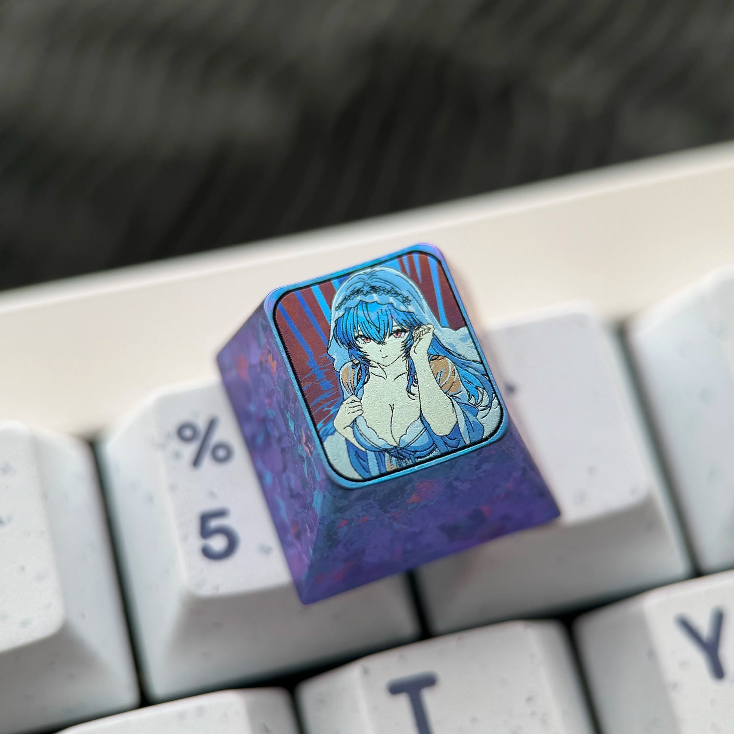EVA, Ayanami Rei, 1U titanium alloy collection, ice crystal base, height optional, anime and game creative titanium alloy personalized keycaps, mechanical keyboard decorative keycaps